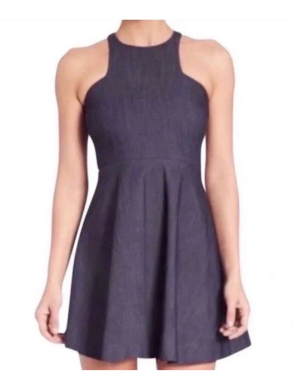 Elizabeth and James Clarissa Denim Halter Fit-and-Flare Mini Dress